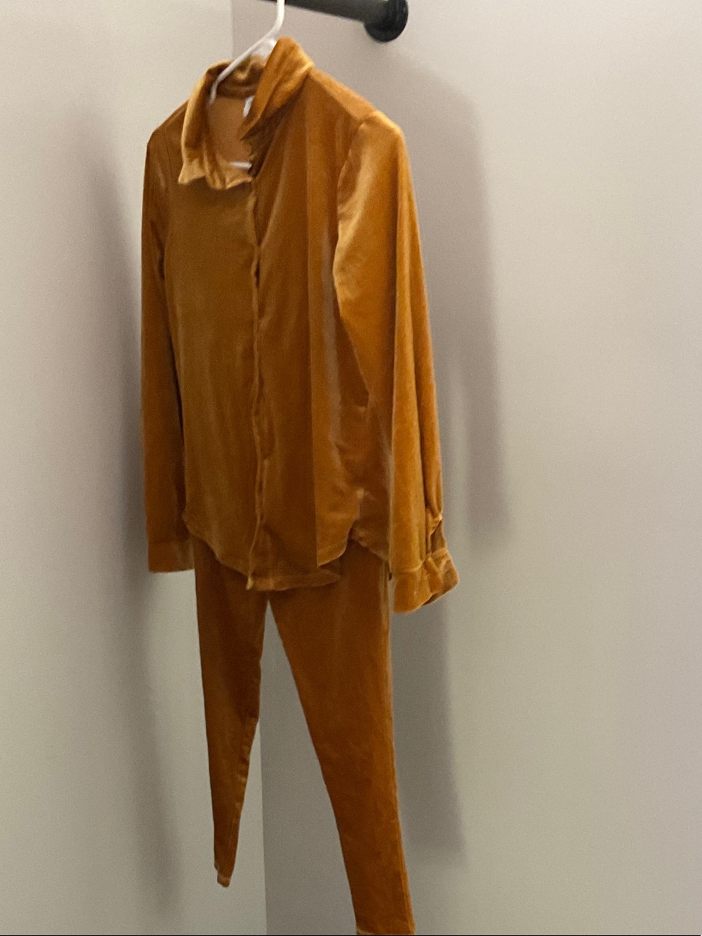 Kids Velvet Pajama Set in Mustard